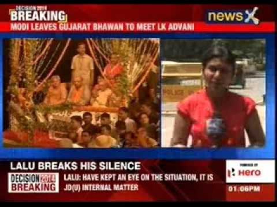 Narendra Modi leaves Gujarat bhawan to meet LK Advani