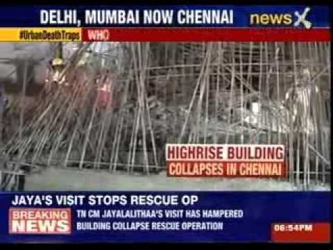 Jayalalitha visits building collapse site