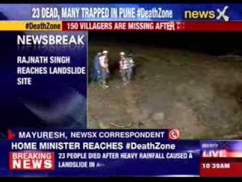 Pune: Rajnath Singh reaches landslide site
