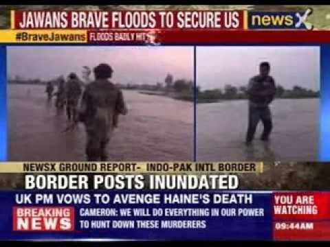 BSF Jawans continue patrolling in neck deep water