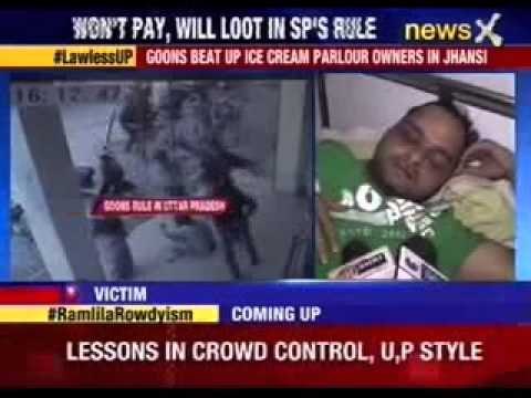 Goons beat up ice-cream parlour owner in Jhansi in Uttar Pradesh
