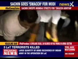 Sachin Tendulkar sweeps Mumbai streets for 'Swacch Bahrat'