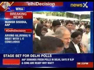 Manish Sisodia talking to media after meeting L-G in Delhi