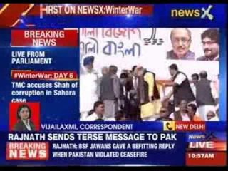 TMC protests against Amit Shah outside Parliament