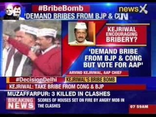 Download Video: Arvind Kejriwal says take bribes from BJP, Congress but vote for AAP