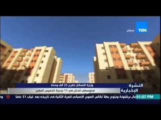 النشرة الإخبارية - وزارة الإسكان تطرح 25 ألف وحدة لمتوسطي الدخل فى 11 مدينة الخميس المقبل