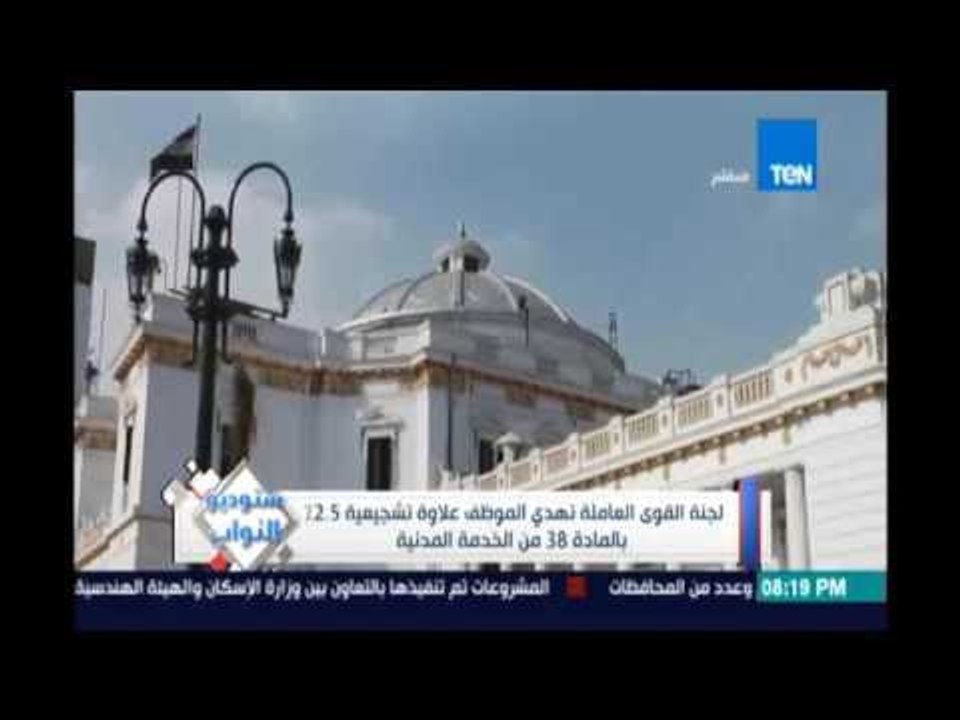 ستوديو النواب .. لجنة القوي العاملة تهدي الموظف علاوة تشجيعية 2.5 % بالمادة 38 من الخدمة المدنية