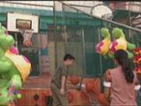Bimby tries shooting basket with Belle