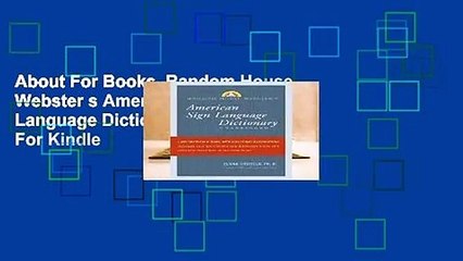 About For Books  Random House Webster s American Sign Language Dictionary  For Kindle