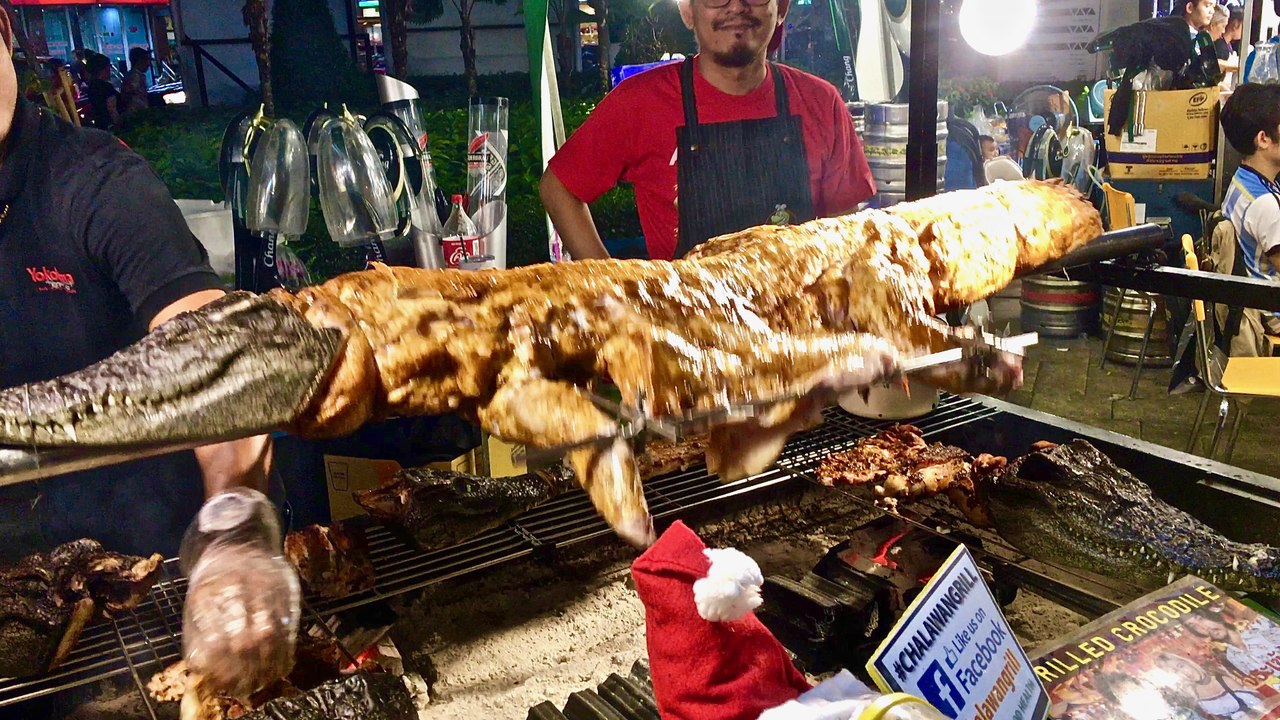 BBQ Crocodile in Pattaya Thailand - Foodie Fun