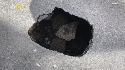 Pothole Plunge! Man’s Car Drops into Massive 4-Foot Pothole