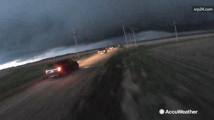 Convoy and drones drive into tornado warned storm