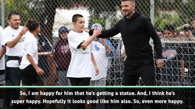 Zlatan hopes Beckham likes his statue, and it looks like him!