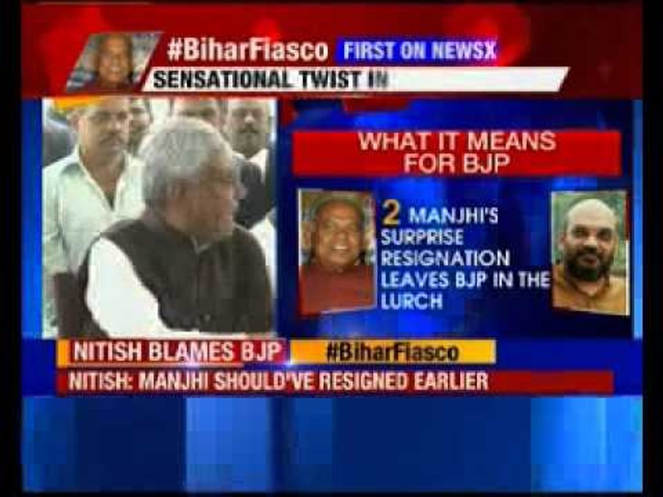 JD(U) leader Nitish Kumar is addressing a press conference.