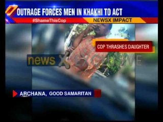 Policeman caught on camera beating up adult daughter on streets