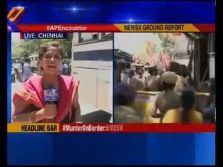 Tamil rights group storm protests against Andhra Pradesh encounter
