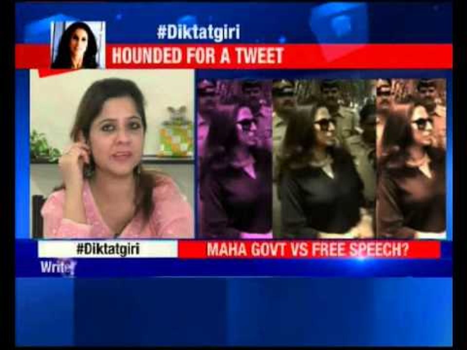 Shiv Sena activists protest against writer Shobhaa De outside her Mumbai residence