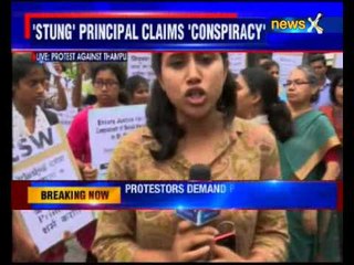 Students and teachers hold protest, demand principal Thampu removal