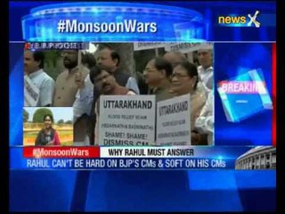 BJP protests against Congress outside parliament