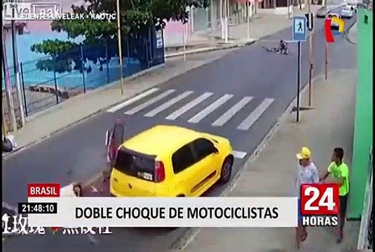Brasil: motociclistas salvan de morir tras chocar dos veces