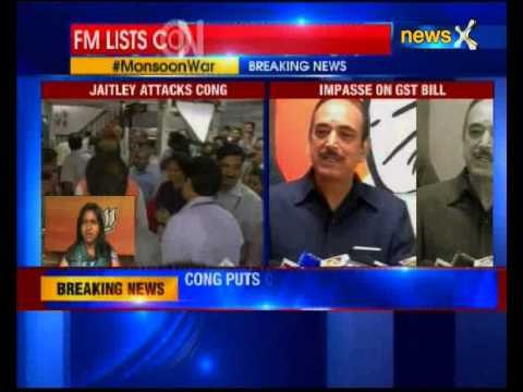 Finance Minister Arun Jaitley targets congress over GST bill