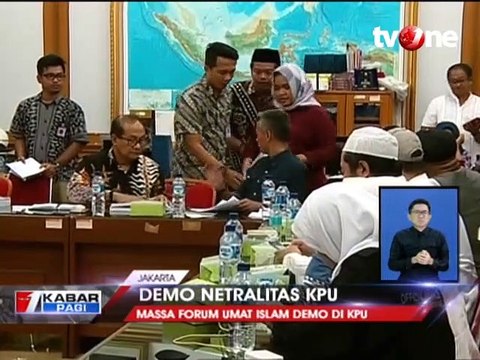 Massa FUI Demo Tolak Kecurangan Pemilu di Depan KPU