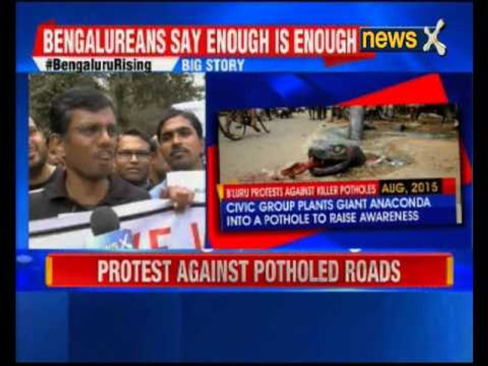 Bengaluru techies protest against potholed roads