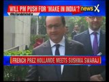 French president Hollande meets Sushma Swaraj