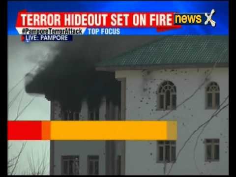 Pampore Terror Attack: EDI office in Pampore set on fire by terrorists