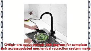 OLEAH Stainless Steel Matte Black Finished Kitchen Sink Faucets with Pull Down Sprayer Hot
