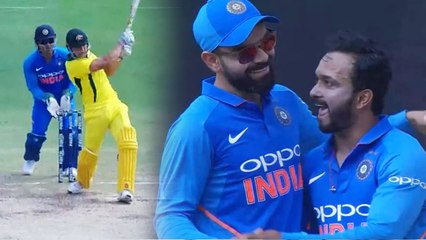 Download Video: India Vs Australia 1st ODI: Kedar Jadhav gets crucial breakthrough, removes Stoinis| वनइंडिया हिंदी