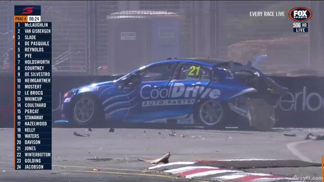 V8 Supercars Adelaide 2019 Prac4 Jones Brake Failure Massive Crash