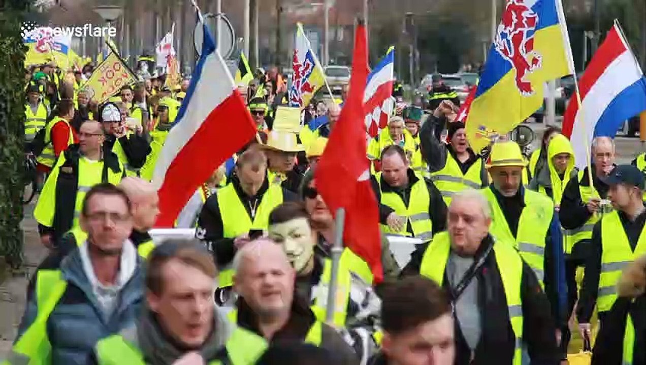 Yellow vests block busy roundabout in Netherlands