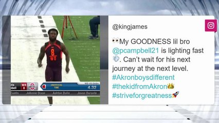LeBron reacts to Parris Campbell's blazing fast 40-yard dash on Instagram