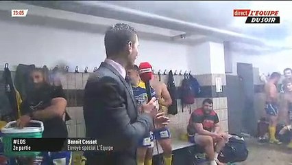 Quand la folie gagne en direct sur la chaîne l'Equipe les vestiaires des rugbymen d'Aubenas