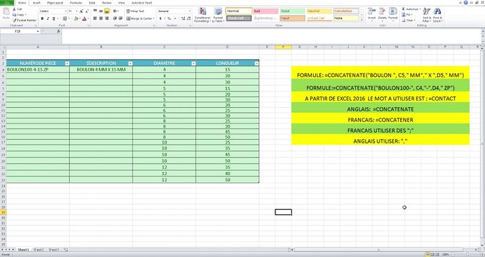 LCM - EXCEL / WORD FRANCAIS – CONCATENER FUSIONNER LES DONNÉES DE PLUSIEURS CELLULES (CONCATENATE)