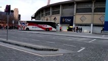 Real Zaragoza - UD Almería: Llegada del Almería a La Romareda