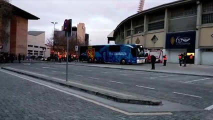 Real Zaragoza - Almería: Llegada del Zaragoza