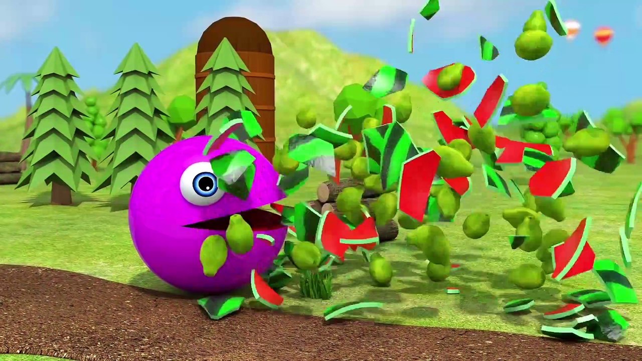 Learn Colors with PACMAN and Farm Watermelon Lollipop Surprise Toy Street Vehicle for Kid Children