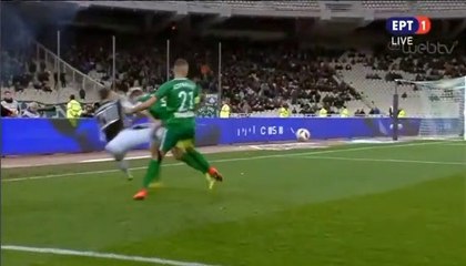 Mattias Johansson flagrant foul to Vieirinha - Panathinaikos 0-2 PAOK 03.03.2019 [HD]