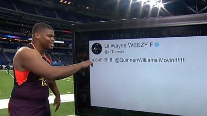 Quinnen Williams reacts to Lil' Wayne tweeting about his 40-yard dash