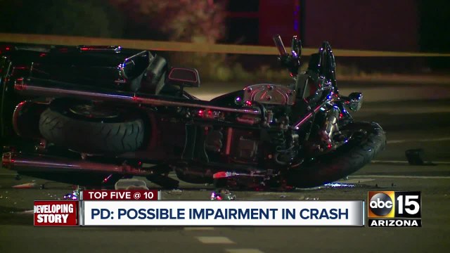 Impairment suspected in crash between car and motorcycle in Phoenix