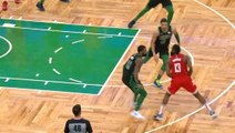 Harden steps back and finishes a three over Kyrie