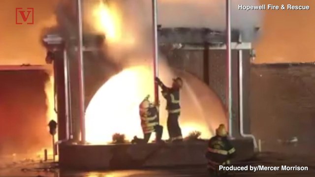 Patriotic Firefighters Get Dangerously Close To Burning Building To Save Flag