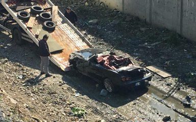 Maslak'ta dere yatağına uçan otomobilin sürücüsü öldü