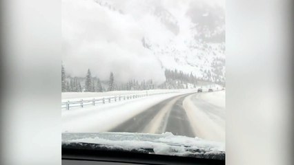 Video captures avalanche covering highway with snow in US