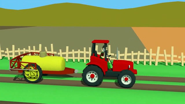 Farm work story - The tractor is spraying the field | dessins Animés Tracteur - le Travail dans la Zone de Pulvérisation