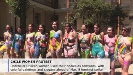 Bodies become canvases ahead of 8M feminist strike in Chile