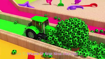 Five Little Speckled Frogs - Learn Colors with Street Vehicle VS Rainbow Tractor for Kids