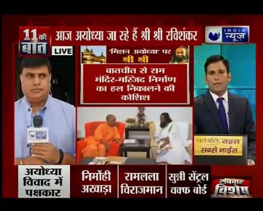अयोध्या मुद्दे_ राम मंदिर मामले से जुड़े पक्षकारों से आज श्री श्री रविशंकर की मुल